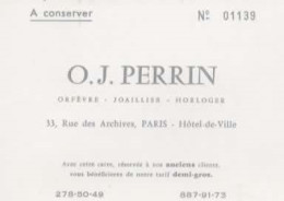 CARTE DE VISITE, O.J. PERRIN,  33 RUE DES ARCHIVES PARIS  REF 15670 - Cartes De Visite