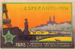 PC ESPERANTO, PARIS UNIVERSALA KONGRESO 1914, Vintage Postcard (b53245) - Esperanto