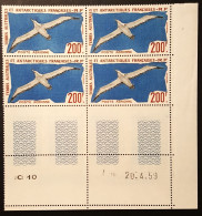Timbre TAAF, BLOC DE 4 COIN DATE, YT PA4 ALBATROS, EPF Missions PEV - Unused Stamps