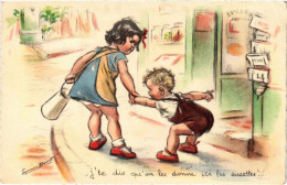 PC ARTIST SIGNED, BOURET, "ADULT" CHILDREN, Vintage Postcard (b53135) - Bouret, Germaine