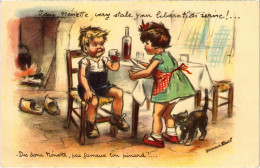 PC ARTIST SIGNED, BOURET, "ADULT" CHILDREN, Vintage Postcard (b53134) - Bouret, Germaine