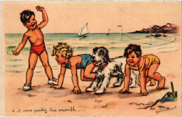 PC ARTIST SIGNED, BOURET, CHILDREN WITH DOG, Vintage Postcard (b53129) - Bouret, Germaine