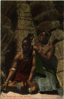 PC AFRICA, SOUTH AFRICA, NATIVES ART IN HAIR DRESSING, Vintage Postcard (b53116) - Südafrika