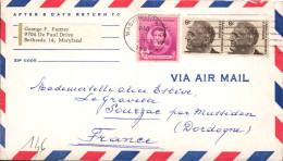 USA ETATS UNIS AFFRANCHISSEMENT COMPOSE SUR LETTRE POUR LA FRANCE 1966 - Storia Postale