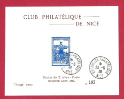 !!! FEUILLET COMMÉMORATIF NUMÉROTÉ DE L'EXPOSITION PHILATÉLIQUE DE NICE DE 1938 - Commemorative Postmarks