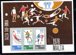 MALTA 1978 WORLD CUP SOCCER CHAMPIONSHIP CAMPIONATO MONDIALE DI CALCIO ARGENTINA BLOCK SHEET MNH - Malte