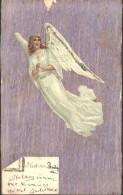 13810604 - AK Von 1924 Mit Aufgeklebter Oblate Engel Auf Holzfurnier - Angeli