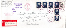 L77537 - USA - 1990 - 6@$1 Hopkins MiF A R-RSchLpBf JAMESBURG, NJ -> BRISBANE (Australien), O Rauh Geoeffnet - Lettres & Documents