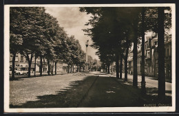 AK Krefeld, Ostwall, Strassenpartie Mit Denkmal  - Krefeld