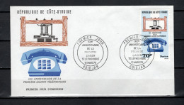 Ivory Coast 1976 Space, Telephone Centenary Stamp On FDC - Afrique