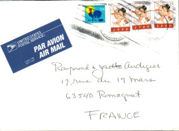 USA ETATS UNIS AFFRANCHISSEMENT COMPOSE SUR LETTRE POUR LA FRANCE 1999 - Storia Postale