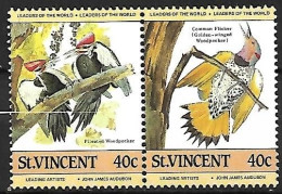 St Vincent  - MNH ** 1985 :  Pileated Woodpecker -   Dryocopus Pileatus	+    Northern Flicker  -  Colaptes Auratus - Picchio & Uccelli Scalatori