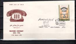 Iran 1976 Space, Telephone Centenary Stamp On FDC - Asie