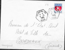 Cachet Manuel NC Type F8 Solenzara-Air 8 -9 I965 Sur Timbre Ordinaire - Poste Aérienne Militaire