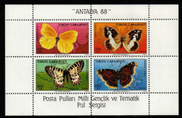 Türkei 1988 - Mi.Nr. Block 26 - Postfrisch MNH - Tiere Animals Schmetterlinge Butterflies - Butterflies