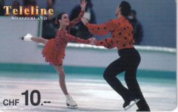 Nº 1110 TARJETA DE SUIZA DE TELELINE DE PATINAJE SOBRE HIELO - Suisse