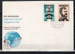 Rhodesia 1976 Space, Telephone Centenary Set Of 2 On FDC - Afrique