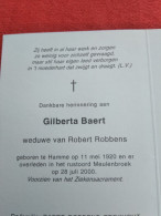 Doodsprentje Gilberta Baert / Hamme 11/5/1920 - 28/7/2000 ( Robert Robbens ) - Religión & Esoterismo