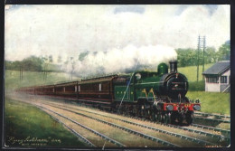 Artist's Pc Dampflokomotive Der Flying Scotchman Nahe Hatfield  - Trains