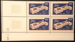 Timbre TAAF BLOC DE 4 Coin Daté, N°32, Sans Charnière, 50ème Anniversaire De L'Organisation Internationale Du Travail - Unused Stamps