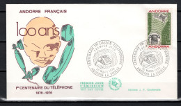 Andorra French 1976 Space, Telephone Centenary Stamp On FDC - Europe