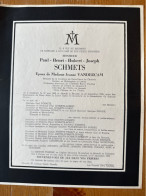 Paul Schmets époux Vandercam *1893 Stembert +1958 Heverlee Prof Athenee Royal Ixelles Hebette Monay Godeschoul Corman Hu - Décès