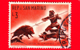 SAN MARINO - Usato - 1961 - Caccia Antica - Caccia Al Cinghiale - 3 L. - Usados