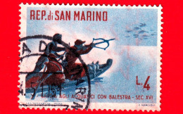 SAN MARINO - Usato - 1961 - Caccia Antica - Caccia Agli Acquatici Con Balestra - 4 L. - Usados