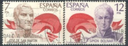 SPAIN, 1978, JOSE DE SAN MARTIN & SIMON BOLIVAR STAMPS COMPLETE SET OF 2, # 2116/17, USED. - Used Stamps