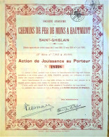 S.A. Chemins De Fer De Mons à Hautmont - Action De Jouissance Au Porteur (1868 - Saint-Ghislain) - Ferrocarril & Tranvías