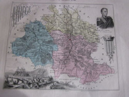 GRAVURE COULEUR 19ème VUILLEMIN DEPARTEMENT DE L ARIEGE - Sonstige & Ohne Zuordnung