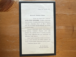 1959 Brugge Dominum Achille Verhamme *1891 Lendelede +1959 Brugge Roeselare Kanunnik Kathedraal Kamerheer Paus Prelaat - Esquela