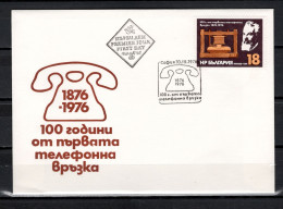 Bulgaria 1976 Space, Telephone Centenary Stamp On FDC - Europe