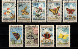 Tschechoslowakei CSSR 1961 - Mi.Nr. 1301 - 1309 - Gestempelt Used - Tiere Animals Schmetterlinge Butterflies - Schmetterlinge