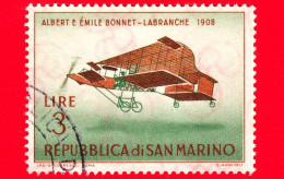 SAN MARINO - Usato - 1962 - Storia Dell'aeroplano -  Aerei - Bonnet-Labranche, 1908 - 3. L - Gebraucht