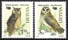 Lithuania (Lietuva) - MNH ** 2004 Complete Set 2/2 :  Eurasian Eagle-Owl  -  Bubo Bubo + Short-eared Owl - Asio Flammeus - Gufi E Civette