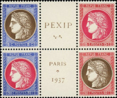 1937 France N° 348 à 351 Nf** MNH. PEXIP. Cœur Bloc 3. Exposition Philatélique . Lettre Suivie Ou Recommandée. - Nuevos