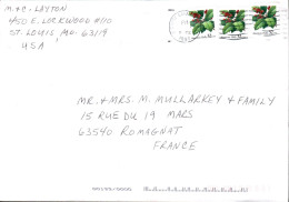 USA ETATS UNIS AFFRANCHISSEMENT COMPOSE SUR LETTRE DE SAINT LOUIS POUR LA FRANCE 1997 - Storia Postale