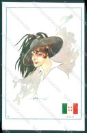 Artist Signed Golia Lady Propaganda WW1 Bersaglieri Serie 101-1 Pc VK9220 - Sonstige & Ohne Zuordnung