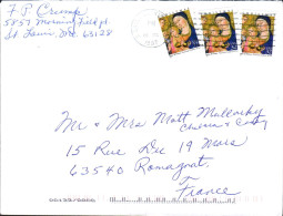 USA ETATS UNIS AFFRANCHISSEMENT COMPOSE SUR LETTRE DE SAINT LOUIS POUR LA FRANCE 1997 - Storia Postale