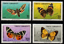 Türkei 1987 - Mi.Nr. 2769 - 2772 - Postfrisch MNH - Tiere Animals Schmetterlinge Butterflies - Papillons