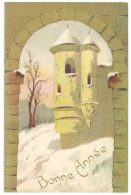 Cpa Fantaisie " Bonne Année ", Paysage De Neige, Château - Anno Nuovo