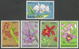 Barbados. 1974 Orchids. 5 MH Values To  5c. SG 510etc. M4100 - Barbados (1966-...)