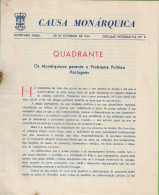 Lisboa - Circular Da Causa Monárquica - Monarquia Portuguesa - Portugal (danificada) - Unclassified