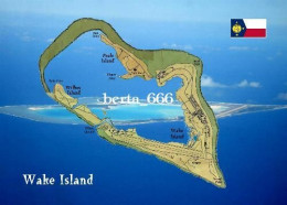 Wake Island Map Pacific Ocean USA New Postcard * Carte Geographique * Landkarte - Otros & Sin Clasificación