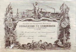 DE 1872 - Carte Commerciale Du Societe De Protection Mutuelle Des Voyageurs De Commerce, Paris Imp Leitner - Sonstige & Ohne Zuordnung