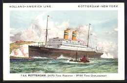 Künstler-AK Passagierschiff TSS Rotterdam Der Holland-America Line  - Paquebote