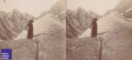 Chamonix Mont-Blanc / Mer De Glace Femme élégante - Photo Stéréoscopique 1913 Alpes Glacier Alpiniste Alpinisme C3-9 - Stereo-Photographie