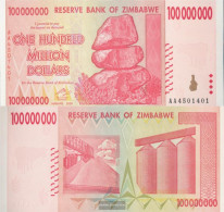 Zimbabwe Pick-number: 80 Uncirculated 2008 100 Million. Dollars - Simbabwe