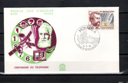 Monaco 1976 Space, Telephone Centenary Stamp On FDC - Europe